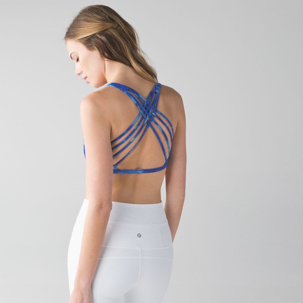 Lululemon Free To Be Bra (Wild) Mini Tidal Trip Pipe Dream Blue
